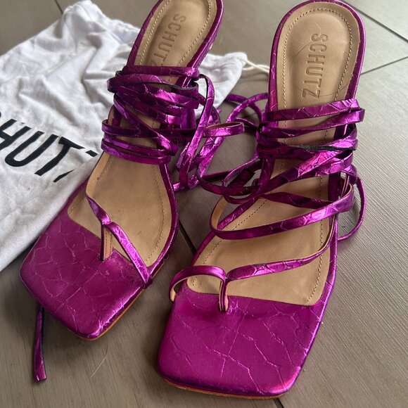 SCHUTZ Lily Metallic Leather Sandal (US 8.5) - Picture 5 of 8